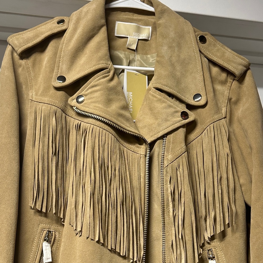 Michael Kors Tan Leather Fringe Jacket - Picture 2 of 13